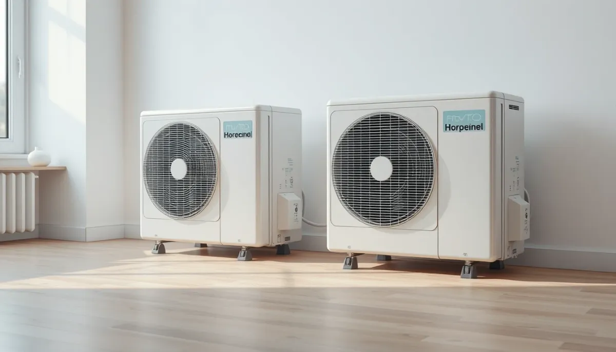 Unités intérieure et extérieure du climatiseur Midea Portasplit côte à côte, montrant leur design compact