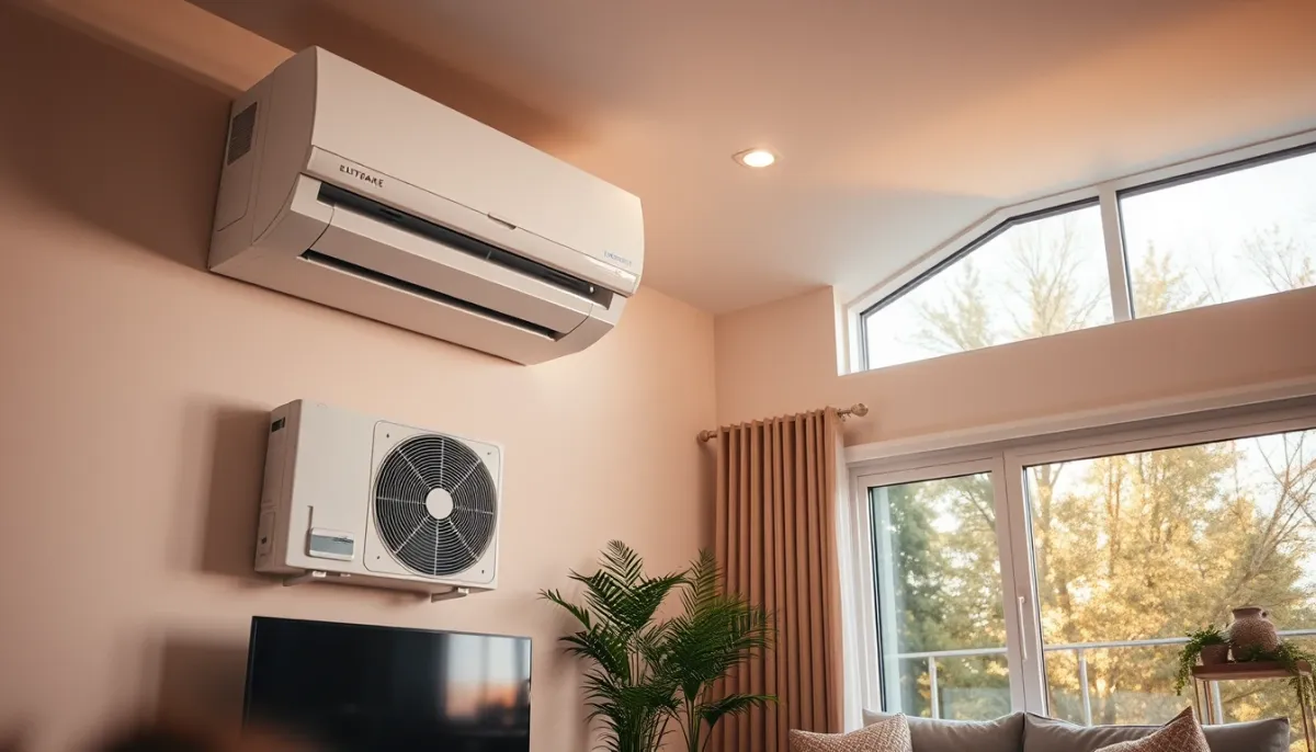 Système de climatisation multi-split installé dans une maison contemporaine, vue d'ensemble