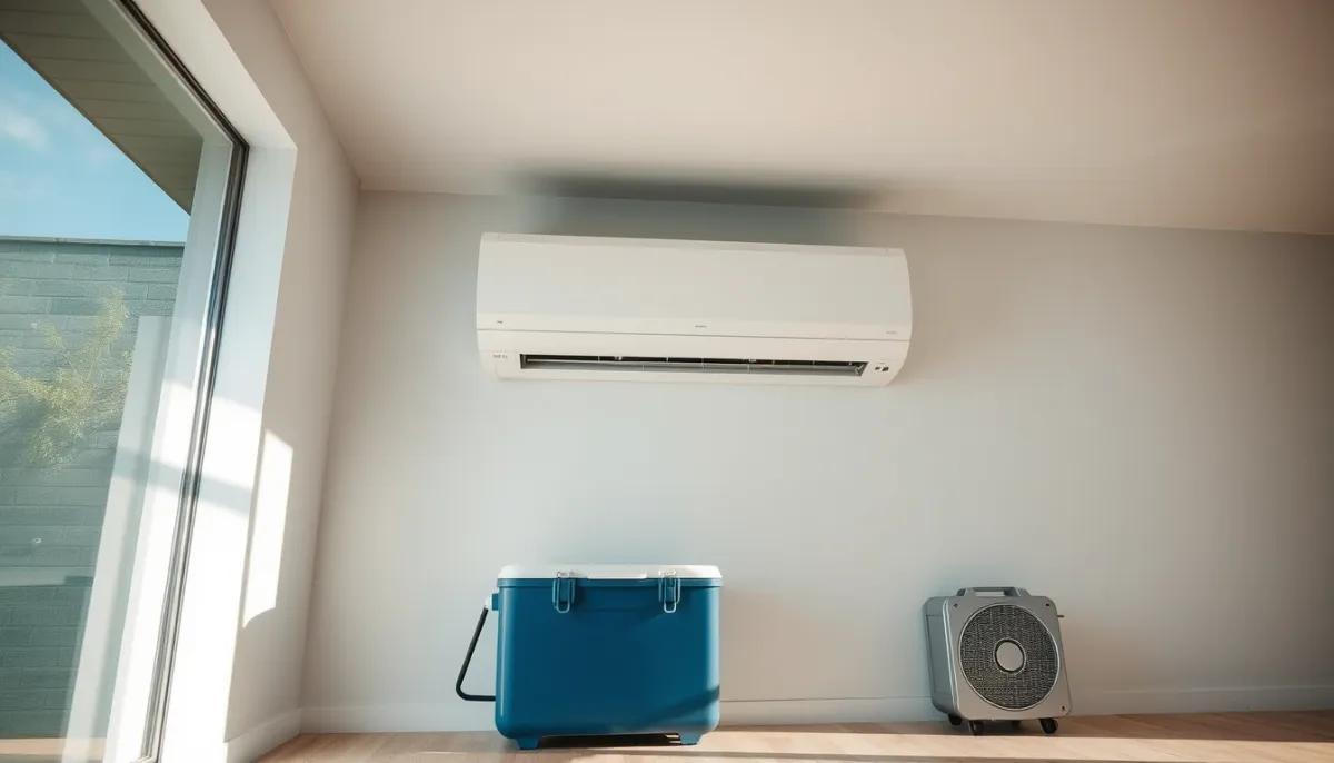 Climatiseur split installé au mur dans une pièce lumineuse