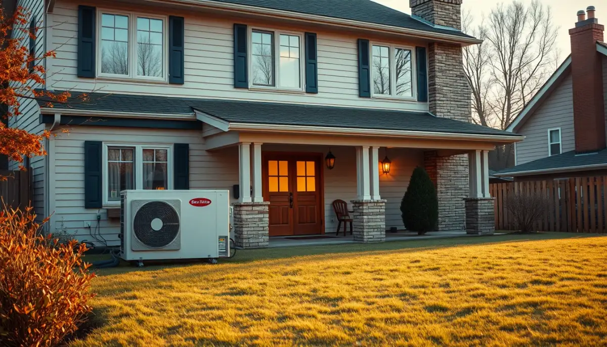 Maison familiale avec différents systèmes de chauffage, illustrant le choix selon le chauffage existant