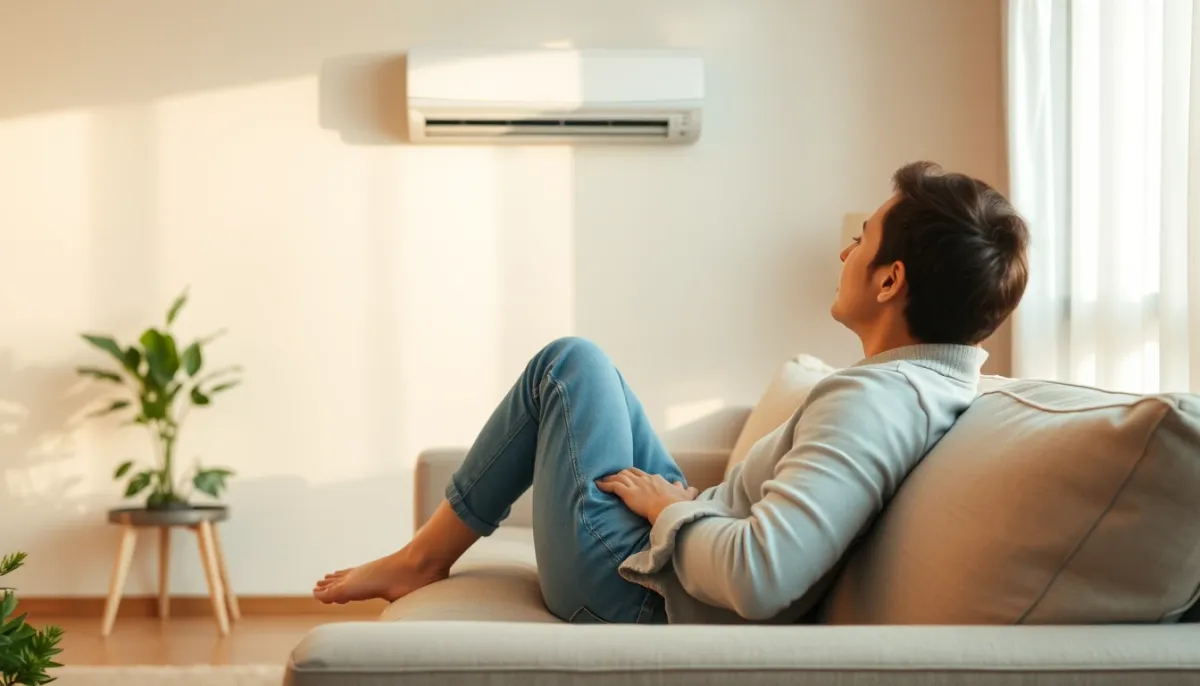 Personne se détendant dans un salon climatisé sans courant d'air