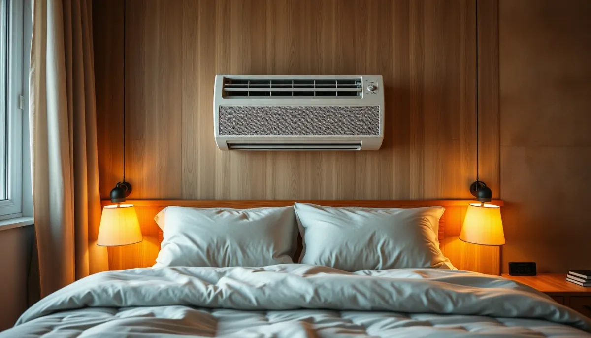 Chambre à coucher apaisante équipée d'une climatisation réversible silencieuse